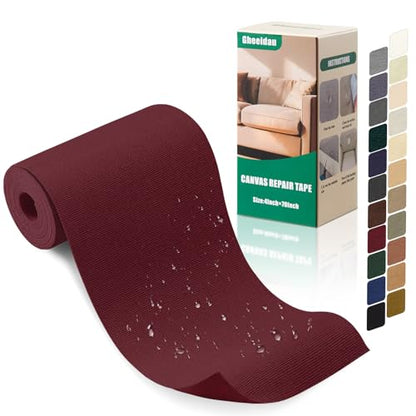 Gheeidau Canvas Repair Tape 4×70 Inch Waterproof Self-Adhesive Fabric Repair Patch for Repairing Boat Covers,Tents,Patio Umbrellas,Car Seats,Luggage,Sofas.(Burgundy) - color: Burgundy