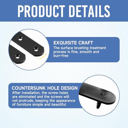 108PCS 4Sizes Flat Metal Brace Brackets Mending Plates for Wood Stainless Steel Bracket Plate with Holes (46mm/56mm/76mm/96mm) YY001-B - color: Black, size: Flat style