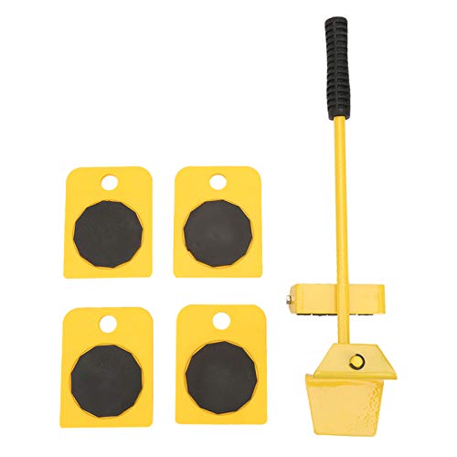 KUIDAMOS Furniture Mover Set, 150KG Capacity Transport Moving Plate, Smooth Scroll Wheel, Rectangular, Yellow, Plastic