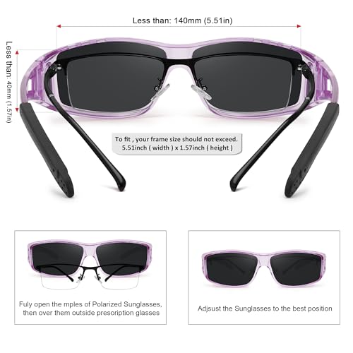 MEETSUN Fit Over Glasses Sunglasses for Men Women,Wrap Around Sunglasses Polarized UV400 Protection - color: (Z1)-clear Purple-gray Lens