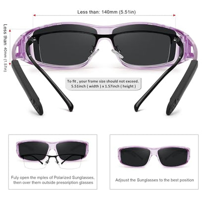 MEETSUN Fit Over Glasses Sunglasses for Men Women,Wrap Around Sunglasses Polarized UV400 Protection - color: (Z1)-clear Purple-gray Lens