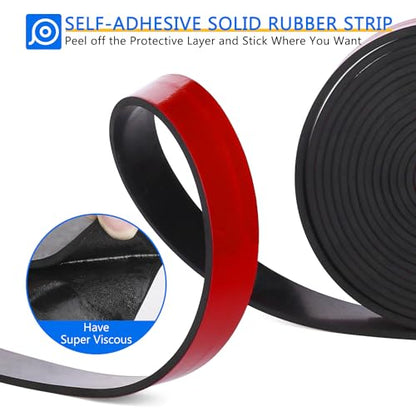 WochiTV Adhesive Solid Rubber Strips, 1/2" Wide x 1/16" Thick x 180" Long Self Stick Black Neoprene Rubber Rolls Perfect for DIY Insulation Cushion Gasket, Sealing, Liner, Weather Striping - size: 0.5" W X 180" L, style: 1/16" Thick Adhesive