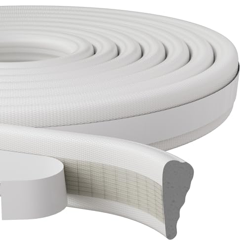 196”Wedge Weather Stripping Door Seal Strip for Door Frame,Self-Adhesive Window Insulation for Winter,Dark Foam Gap Filler for Light Noise Blocker,Front Exterior Door Side Draft Stopper,White - color: White, size: 196 Inch