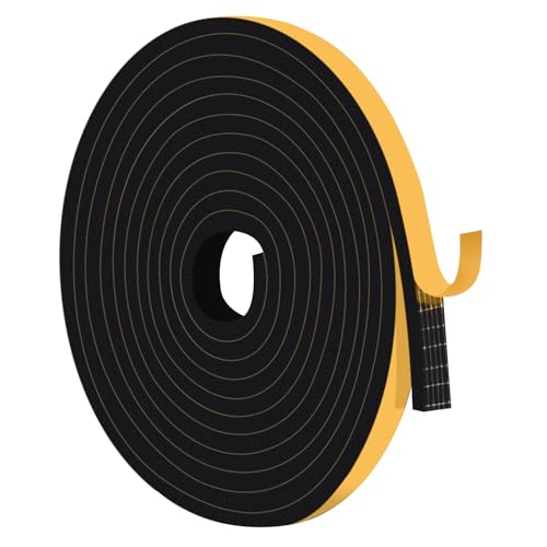 Weather Stripping Foam Insulation Tape 1/2 in x 1/4 in Strong Adhesive Black Door Seal Strip for Sliding Door Frames, Windows, Weatherproof, Soundproof, Energy Saving - color: Black, size: 1/2 in x 1/4 in x 13 Ft