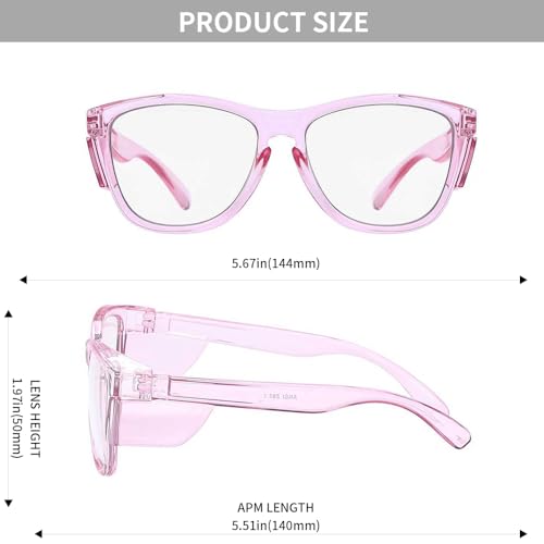 Z87 Anti-Fog Photochromic UV400 Blue Light Blocking Impact Resistant Protective Wraparound safety Glasses - color: Pink