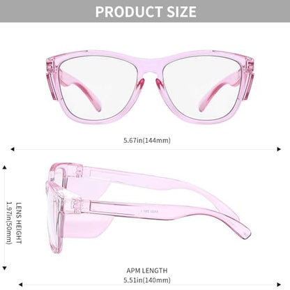 Z87 Anti-Fog Photochromic UV400 Blue Light Blocking Impact Resistant Protective Wraparound safety Glasses - color: Pink