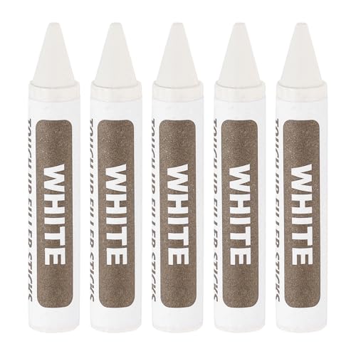 uxcell Furniture Repair Wood Markers, 5 Pcs White Touch Up Filler Sticks, Wood Wax Pen Crayons for Scratches, Wood Floors, Tables, Cabinet, Carpenters, Cover Ups - color: White