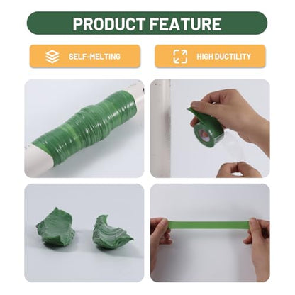 2-Pack Green Silicone Tape (20 Ft Total) - Flexible Grip Tape for Sport Rackets & Fishing Rods - Leak Seal Repair for Irrigation Pipes - Easy-Peel Liner, 1 Inch x 10 Feet - color: Green