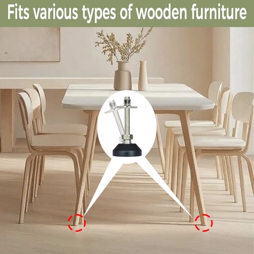 Adjustable Furniture Leg Levelers with Self-Tapping Screws, 1.25"-4" Height Range, 132 lbs Capacity per Leg (M8,3 Height,1.54" Diameter) - size: M8,3" Height,1.54" Diameter
