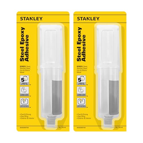 STANLEY Steel Adhesive - Quick Bonding for Repairs, Automotive, and Construction - 0.85 oz - 2 Pack - size: 2 Pack, style: Steel Epoxy