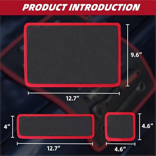 Magnetic Tool Mat, Magnetic Mat for Tools PVC, 3-Piece Flexible Magnetic Mat, Icon Magnets Tool Mat and Tray Holder, Magnetic Tool Holder for Garage, Workshop and Auto Repair Tools - size: 3 Pack