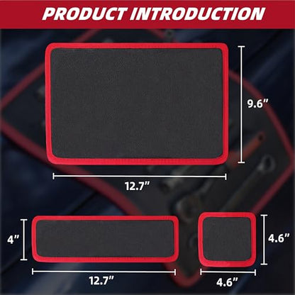 Magnetic Tool Mat, Magnetic Mat for Tools PVC, 3-Piece Flexible Magnetic Mat, Icon Magnets Tool Mat and Tray Holder, Magnetic Tool Holder for Garage, Workshop and Auto Repair Tools - size: 3 Pack