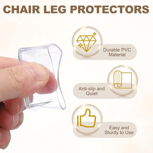 uxcell 12 Pcs Transparent Chair Leg Floor Protectors, 1 x 1.8 Inch Rectangle PVC Chair Leg Caps for Hardwood Floors, Non-Slip Reduce Noise Table Furniture Cover - size: 1 x 1.8 Inch