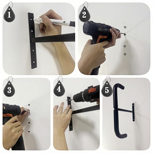 Overhead Garage Storage Hooks, Heavy Duty Double Ceiling Rack for Lumber Ladder Bikes Tires & Other Bulky Items (2)