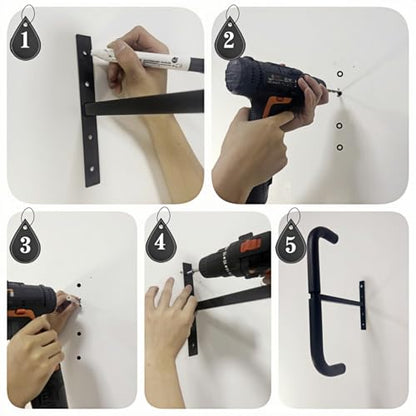 Overhead Garage Storage Hooks, Heavy Duty Double Ceiling Rack for Lumber Ladder Bikes Tires & Other Bulky Items (2)
