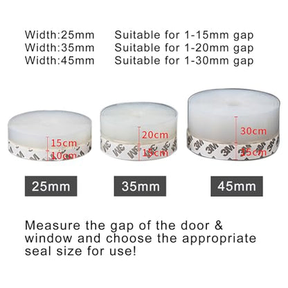 Silicone Clear Weather Stripping Door Seal, Silicone Seal Strip, Sliding Door Seal Weather Stripping, Door Draft Stopper for Side of Door, Self-Adhesive Insulation Tape for Gaps (25mm;26Ft) - size: 25mm;26Ft