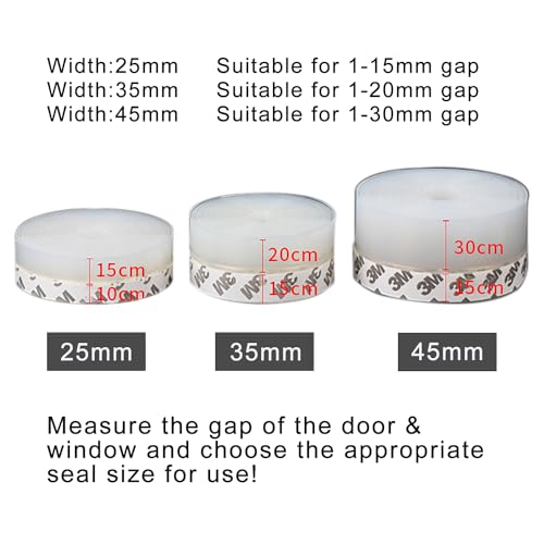 Silicone Clear Weather Stripping Door Seal, Silicone Seal Strip, Sliding Door Seal Weather Stripping, Door Draft Stopper for Side of Door, Self-Adhesive Insulation Tape for Gaps (45mm;26Ft) - size: 45mm;26Ft