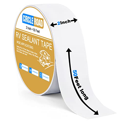 CircleRoad RV Roof Tape White, 2 Inch X 50 Feet RV Repair Sealant Tape, Stop Camper Roof Leaks, UV-Resistant, Weatherproof and Reliable for Camper, Trailer, Boat (2In-50FT) - style: 2In-50FT