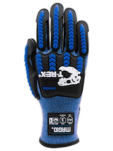 MAGID T-REX Flex Series ANSI A6 AeroDex Shell Impact Glove, 6 Pair, NitriX Coated Palm, Size 10/XL, Blue, TRX685 - size: 10/XL, style: 6 Pairs
