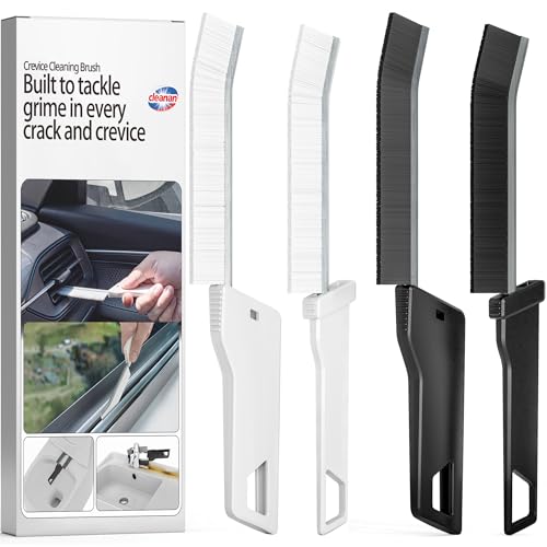 Hard Bristle Crevice Cleaning Brush Household Use, Grout Brush for Small Tight Spaces, Multi-Use for Bathroom, Kitchen, Car, Window Tracks, Sinks, Deep Clean Corners, Edges, and Gaps - color: Black&white