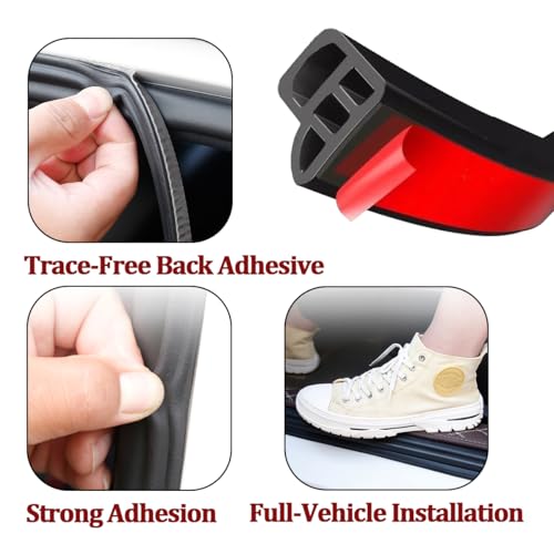 Car Door Seal Strip, 32.8FT Rubber Double Layer Soundproof Vehicle Window Weather Stripping, 4-Holes Noise Insulation Auto Seal Weatherstrip Edge Protector Trim, Universal for Vehicle - color: 4 Holes/32.8FT