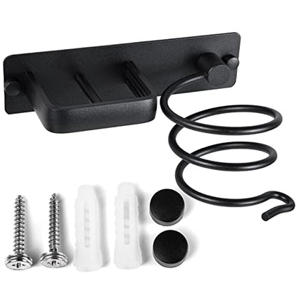 YUET Hair Dryer Holder Hairdryer Station Wall Mounted Shelf Bracket Straightener Stand Hanger Organizer Blow Storage with Cable Tidy Rack for Dressing Table Bathroom Aluminum Professional, Black - color: Black