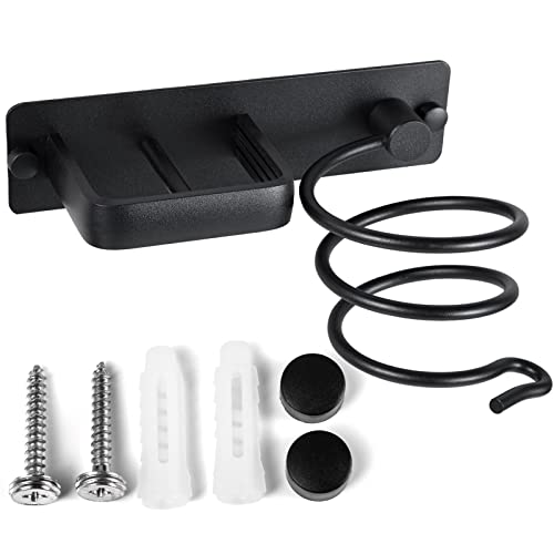 YUET Hair Dryer Holder Hairdryer Station Wall Mounted Shelf Bracket Straightener Stand Hanger Organizer Blow Storage with Cable Tidy Rack for Dressing Table Bathroom Aluminum Professional, Black - color: Black