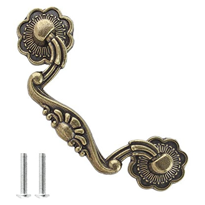 Uenhoy 6 Pcs 3 Inch Bail Handle Drop Pulls Vintage Drop Bail Drawer Pulls Antique Bronze Cabinet Pull Handles (3" Hole Spacing, 4" Total Length) - size: 3 Inch Hole Spacing
