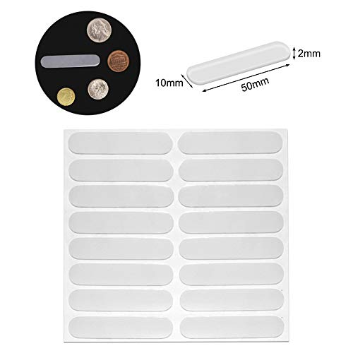 16pcs Glass Top Bumpers, Silicone Strip Adhesive Furniture Bumpers for Sliding Door Cabinet Drawers - size: 50mm*10mm, 2mm