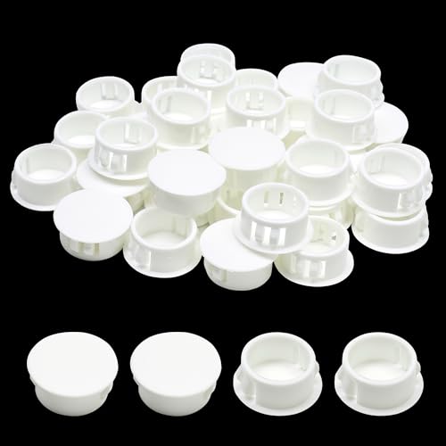 EASYEAH 3/4"(19mm) Plastic Hole Plugs, Flush Type Panel Snap in Locking Door Screw Shelf Hole Plug, Round Drilling Hole Cover Cabinet Furniture Cupboard Shelves Pipe Insert End Caps, 25PCS White - size: 3/4"/19mm