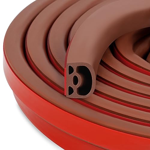 Benory Silicone Weather Stripping Door Seal Strip for Doors & Windows,Self-Adhesive Backing Seals Large Gaps - color: Brown, size: 9/16" (W) x 15/32" (T) x 19.7' (L)