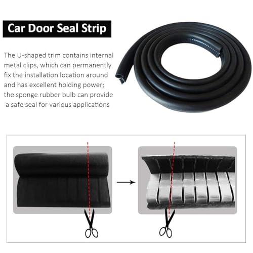 Automotive Weather Stripping Door Seal, 50 FT Car Door Rubber Seal Strip Trim Seal Gasket with Side Bulb for Cars Trucks Boats RVs and Home Applications - size: 50Ft