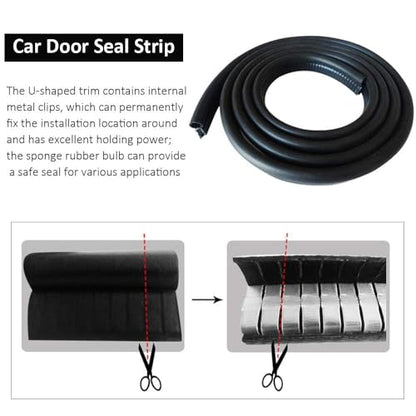 Automotive Weather Stripping Door Seal, 50 FT Car Door Rubber Seal Strip Trim Seal Gasket with Side Bulb for Cars Trucks Boats RVs and Home Applications - size: 50Ft