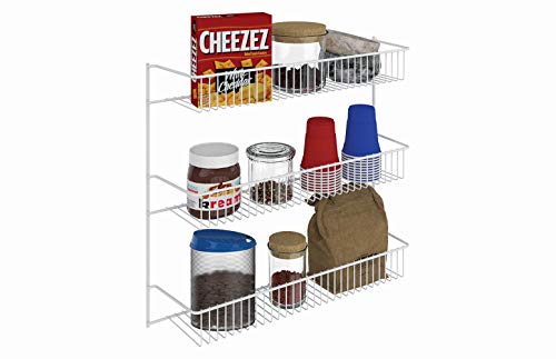 ClosetMaid 3-Tier Hanging Wall Mounted Metal Rack for Spices, Shelf Storage, Pantry Organization, Laundry, Kitchen, Bathroom, White, 8022 - size: 18-inch Wide, style: 3-Tier