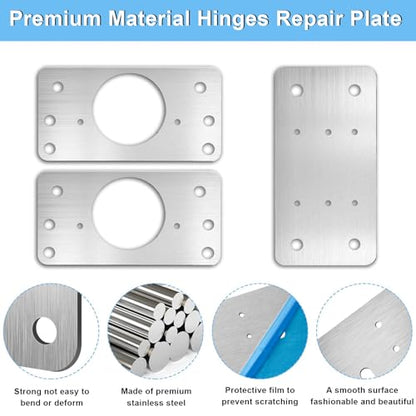 Hinge Repair Plate,10PCS Cabinet Hinge Repair Plate with Customized Screws,Stainless Steel Kitchen Cupboard Door Hinge Repair Brackets with Holes for Kitchen Cupboards Door - style: Modern-10pcs-rectangle