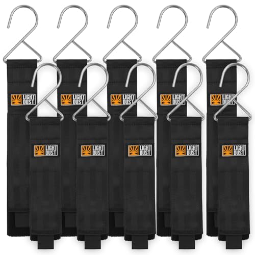 Hanging Extension Cord Holder - Storage Wrap Straps with Metal Hooks 10Pack 15" 22" Heavy Duty Garage Organizer Tool Hangers - Garden Hose Power Electrical Cable Rope RV Shed Camping Organization
