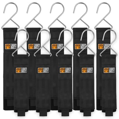 Hanging Extension Cord Holder - Storage Wrap Straps with Metal Hooks 10Pack 15" 22" Heavy Duty Garage Organizer Tool Hangers - Garden Hose Power Electrical Cable Rope RV Shed Camping Organization