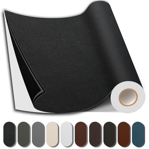 Shagoom Leather Repair Patch, Repair Patch Self Adhesive Waterproof, DIY Large Vinyl Patches for Couches, Furniture, Kitchen Cabinets, Wall （Black, 3.5X79 Inch） - color: Black, size: 3.5X79 inch