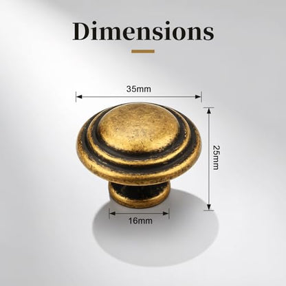 Gobrico 5 Pack 1-3/8 Inch Round Cabinet Knobs Antique Brass Top Ring Handles Bifold Kitchen Wardrobe Drawer Pulls - color: Antique Brass