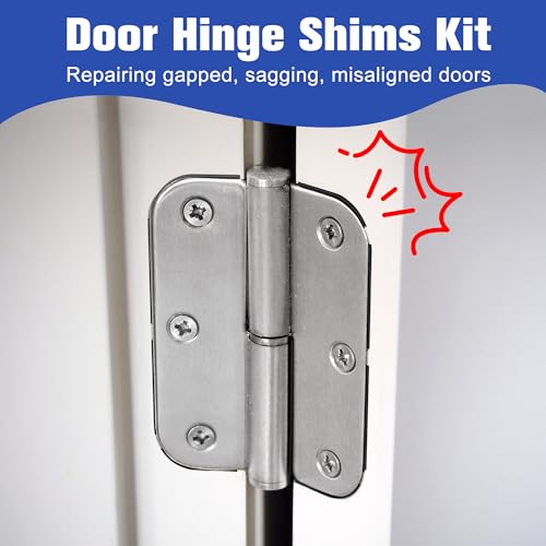 10 Pack Door Hinge Shims, 4 Inch Lenth 0.040 Inch Thickness Hardware for Door Hinge Repair Kit (3hole)