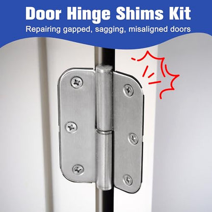 10 Pack Door Hinge Shims, 4 Inch Lenth 0.040 Inch Thickness Hardware for Door Hinge Repair Kit (3hole)