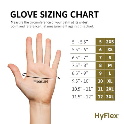 Ansell HYFLEX 11-600 Light Duty Nylon Industrial Gloves w/Palm Coating for Metal Fabrication - color: Black, size: Size 10 (XL), style: 12 Pair