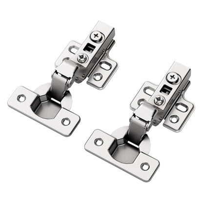 2pcs Professional Grade Inset Soft Close Cabinet Hinges, Frameless Concealed European Style with Four-Hole Clip-On Mounting Plate and Screws, Nickel Plated Finish - color: Inset, size: 1 Pair