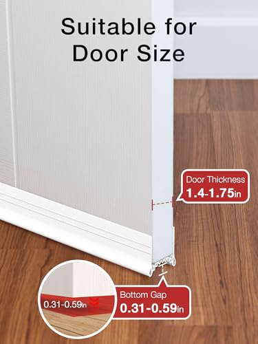 SUNMON Silicone Door Draft Stopper, 39in Upgraded Door Slide-On Under Door Seal Blocker, Under Door Sweep Weather Stripping（3.25FT White） - size: 3.25FT-W