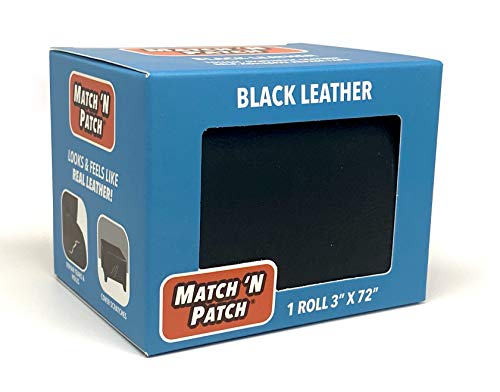 MATCH 'N PATCH Leather Repair Tape - Black (3x72 Inch) Realistic Faux Leather Patches for Couch, Sofa, Upholstery, Car Seats & Other Furniture, Vinyl Repair Kit, Strong Self Adhesive Patch - color: Black