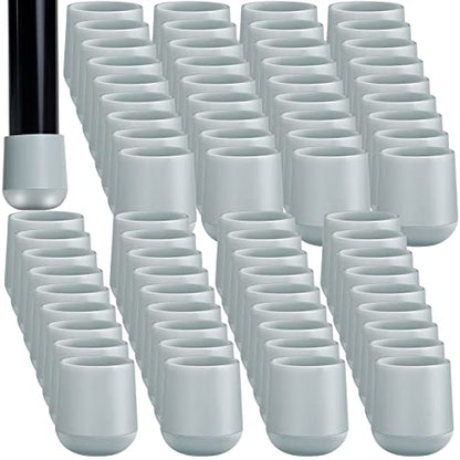 Jetec 72 Pieces 7/8 Inch Folding Chair Leg Caps Heavy-Duty Plastic Chair End Caps Non-Marring Furniture Glides Round Hardwood Floor Protectors, Grey