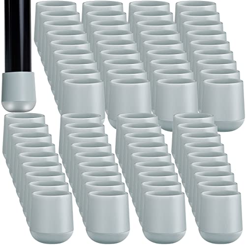 Jetec 72 Pieces 7/8 Inch Folding Chair Leg Caps Heavy-Duty Plastic Chair End Caps Non-Marring Furniture Glides Round Hardwood Floor Protectors, Grey