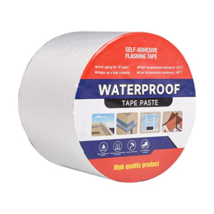 Waterproof Tape for Leaks Aluminum Butyl Tape with Adhesive for RV Repair, Glass Repairs, Air Mattress Patch, Window Caulking, Boat Sealing, Roof Patching 4in x 32.8ft - size: 4in x 32.8ft