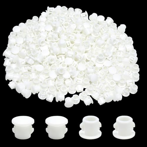 0.19 in/5 mm Plastic Hole Plugs White Screw Hole Cover Flush Type Panel Plugs Snap in Locking Hole Tube Plug Knockout Seal Steel Furniture Cabinet Pipe Insert End Caps, 100PCS - style: 5mm(0.19")