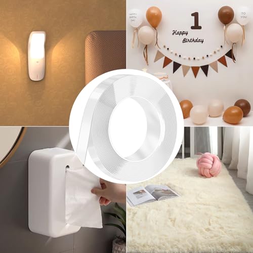 Nano Strong Mounting Adhesive Tape Double Sided Tape Heavy Duty Removable Clear Two Sided Double Stick Wall Tape 0.78in*10ft - size: B:0.78inch*10ft